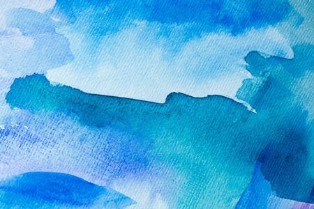 Abstract texture brush ink art background aquarel watercolor splash hand drawn paint. Decorative blue wallpaperの写真素材