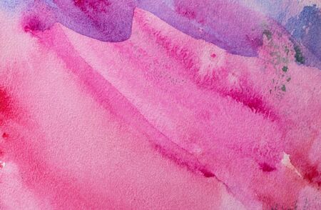 blue and pink watercolors on paper texture, background design, hand painted elementの写真素材