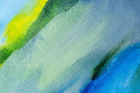 blue and green watercolors on paper texture, background design, hand painted elementの写真素材