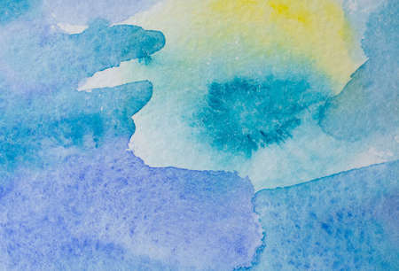 blue watercolors on paper texture, background design, hand painted elementの写真素材