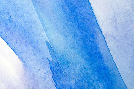 blue watercolors on paper texture, background design, hand painted elementの写真素材