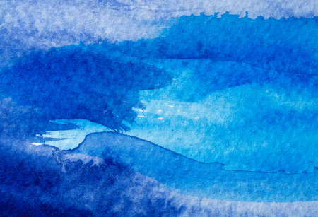 Abstract texture brush ink art background aquarel watercolor splash hand drawn paint. Decorative blue wallpaperの写真素材