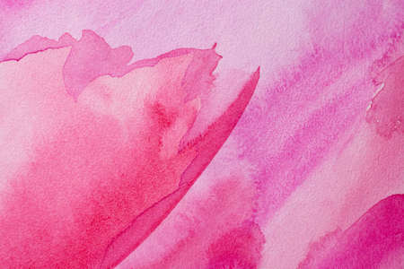 Abstract texture brush ink art background pink red magenta aquarel watercolor splash hand drawn paintの写真素材