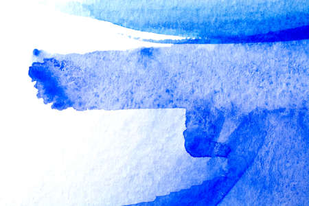 Abstract texture brush ink art background aquarel watercolor splash hand drawn paint. Decorative blue wallpaperの写真素材