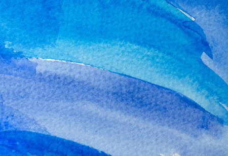 Abstract Hand painted blue purple watercolor background on wet paper, texture for creative wallpaper or design artwork.の写真素材