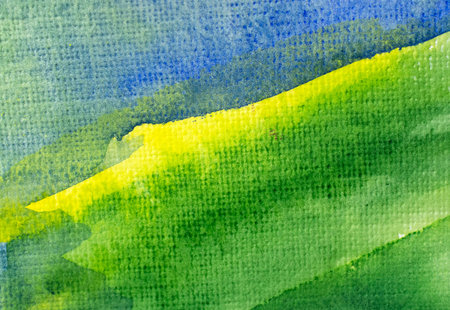 yellow-green watercolor background, paper textureの写真素材