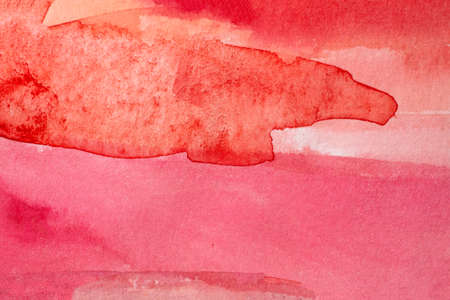 red watercolors on paper texture, background design, hand painted elementの写真素材