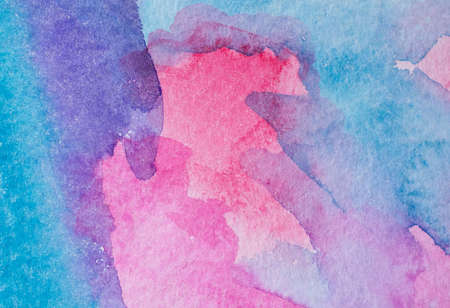 Abstract watercolor background with colorful different layers on paper texture, pink blue artの写真素材