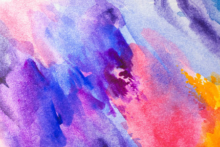 Abstract watercolor background with colorful different layers on paper texture, pink blue artの写真素材