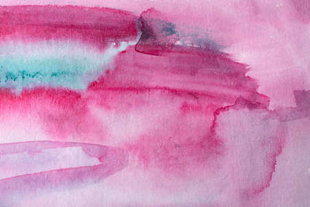 Abstract watercolor background with colorful different layers on paper texture, pink blue artの写真素材