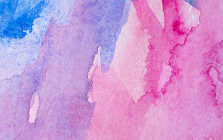 Abstract watercolor background with colorful different layers on paper texture, pink blue artの写真素材