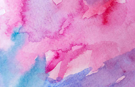 Abstract watercolor background with colorful different layers on paper texture, pink blue artの写真素材