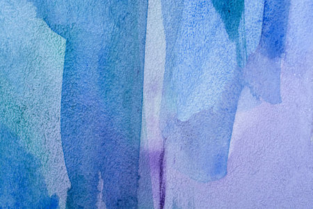 blue watercolors on paper texture, background design, hand painted elementの写真素材