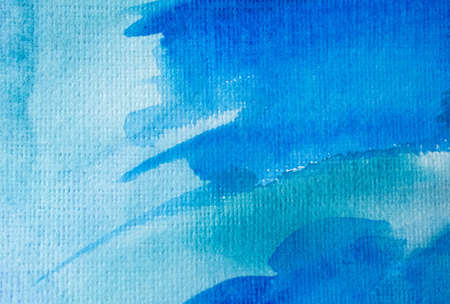 blue watercolors on paper texture, background design, hand painted elementの写真素材