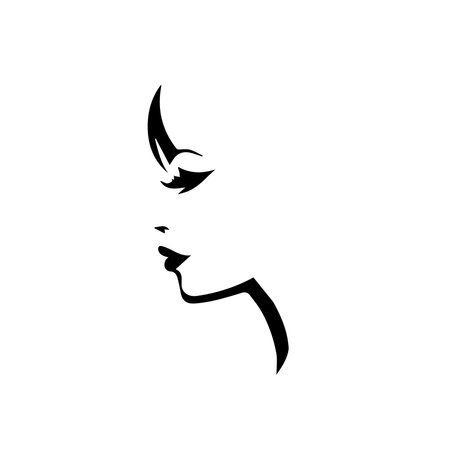Woman face logo design. Vector illustration. Girl silhouette for cosmetics, beauty, health and spa, fashion themes.のイラスト素材