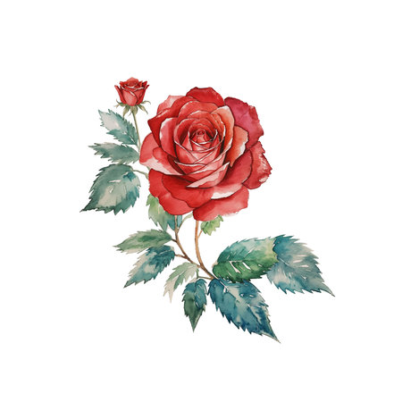 Watercolor hand drawn vector rose.のイラスト素材