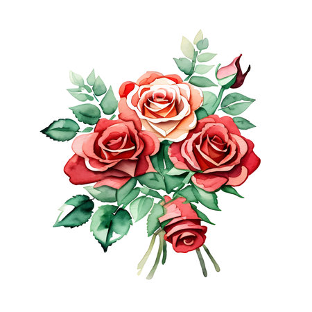 vintage watercolor flowers. Flat hand-drawn illustration isolated on white backgroundのイラスト素材