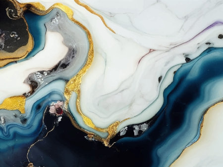 luxury wallpaper. Blue marble and gold abstract background texture. Indigo ocean blue marbling with natural luxury style swirls of marble and gold powder.のイラスト素材