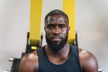 Portrait of a black fitness trainer at the gym