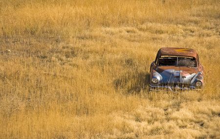 Abandoned car in the Rockiesの写真素材