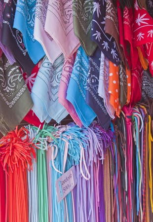 Bandanas & Laces for sale in Pucon, Chileの写真素材
