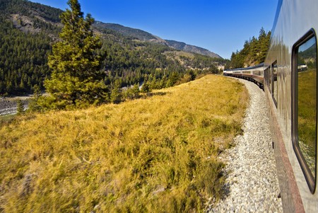 Train Journey through the Rocky Mountains, Canadaの写真素材