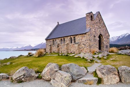 Church of the Good Shepherd, Lake Tekapo, New Zealand.の写真素材