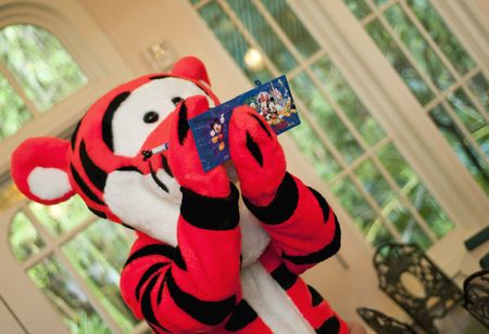 Tigger autograph signing at Disney's Magic Kingdom in Florida, October 4th 2010. Approximately 46 million people visit the Walt Disney World Resort annually.のeditorial素材