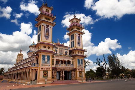 The Tay Ninh Holy See Temple in Saigon, Vietnam, June 14 2010. Estimates of the number of Cao ÄÃ i adherents in Vietnam vary, but most sources give 2 to 3 million, with some estimates as high as 8 million.のeditorial素材