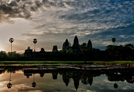 Sunrise over Angkor Wat in Cambodia.の写真素材