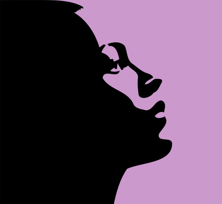 This beautiful girl profile vector image captures the essence of grace and charm. With flowing, lustrous hair cascading down her shoulders, she exudes elegance and confidence.のイラスト素材