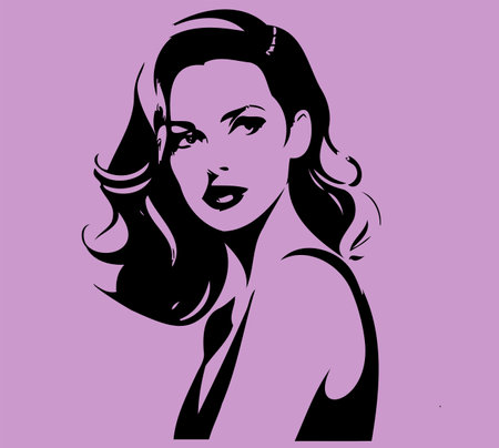 This beautiful girl profile vector image captures the essence of grace and charm. With flowing, lustrous hair cascading down her shoulders, she exudes elegance and confidence.のイラスト素材