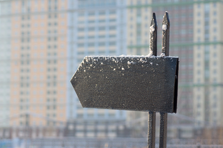 Frozen messageboard with copyspace against winter backgroundの写真素材