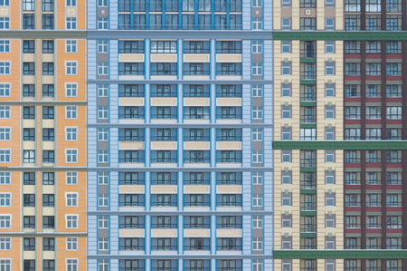 Abstract pattern with front view of a modern bulding facadeの写真素材