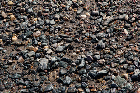 The texture of the roadbed made of sand and gravel mixture.