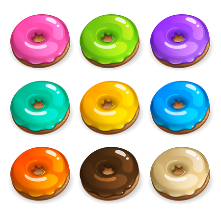 Illustration of color donuts setのイラスト素材