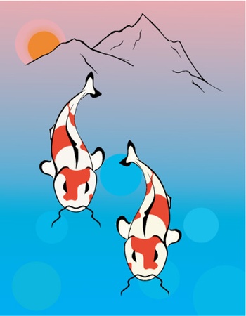 Koi in a pondのイラスト素材