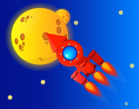 Rocket in space against the background of the planets.のイラスト素材
