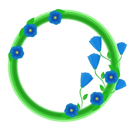Green frame with blue flowers. Decorのイラスト素材