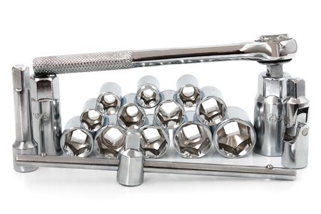 set of hand tools on white backgroundの写真素材
