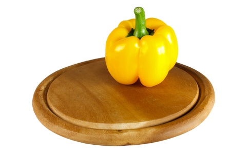 pepper on cutting board. White Backgroundの写真素材