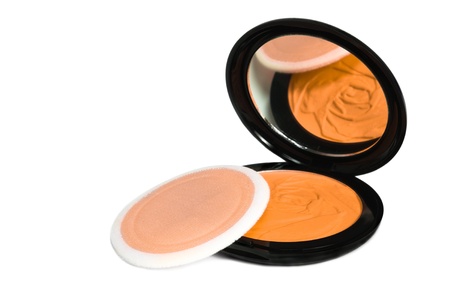 Powder Compact on white backgroundの写真素材