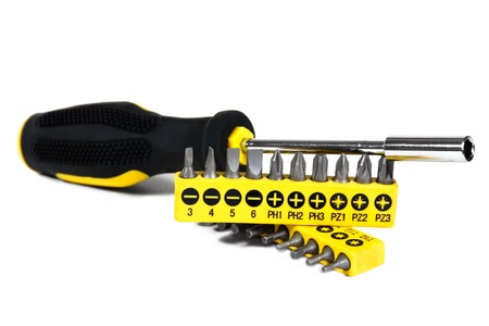 Screwdriver  and set on white backgroundの写真素材