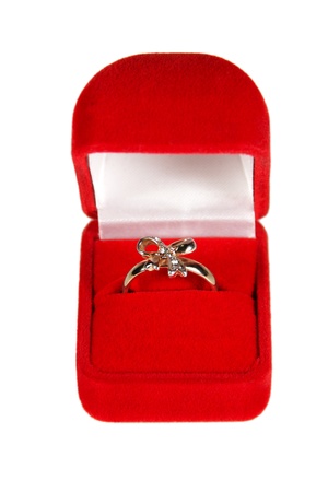 Jewelry Box and ring on white backgroundの写真素材