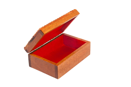 open wooden box on white backgroundの写真素材