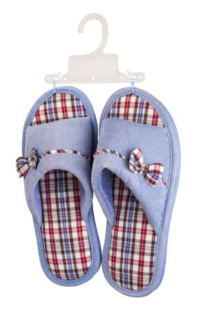 slippers on hanger.white backgroundの写真素材