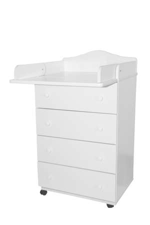 baby changing table on white backgroundの写真素材