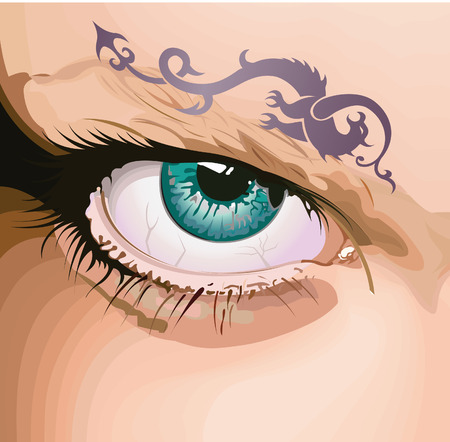  Eye with a tattoo.のイラスト素材