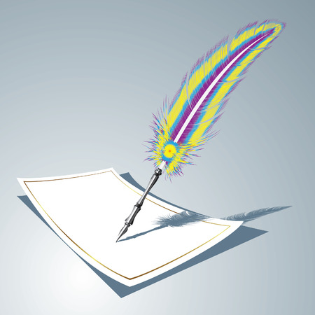  feather on paperのイラスト素材