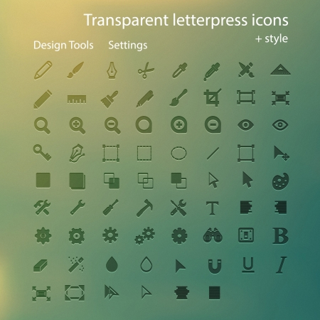 Transparent letterpress icons.のイラスト素材